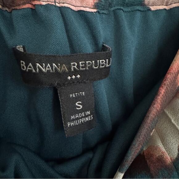 Banana Republic Floral Pleated Midi Skirt Size Small P Teal Muti - Picture 7 of 7